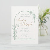 Faire-part de mariage à l'arche botanique vert sau (Debout devant)