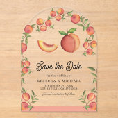 Faire-part de mariage à l'arche de fruits de pêche (Recto)