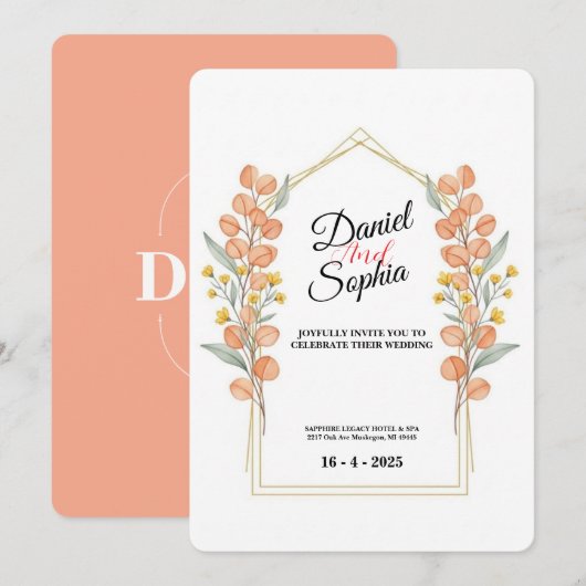 Faire-part de mariage à l'arche de verdure élégant (Devant / Derrière)
