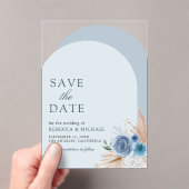 Faire-part de mariage à l'arche florale bleu pouss (In situ (ordinateur de poche))