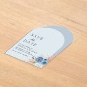 Faire-part de mariage à l'arche florale bleu pouss (Poser)