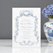 Faire-part de mariage à l'arche florale bleue vint