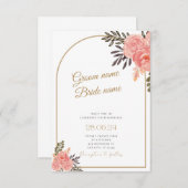 Faire-part de mariage à l'arche florale boho or (Devant / Derrière)