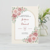 Faire-part de mariage à l'arche florale romantique (Debout devant)
