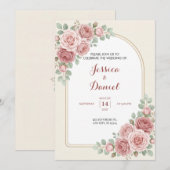 Faire-part de mariage à l'arche florale romantique (Devant / Derrière)
