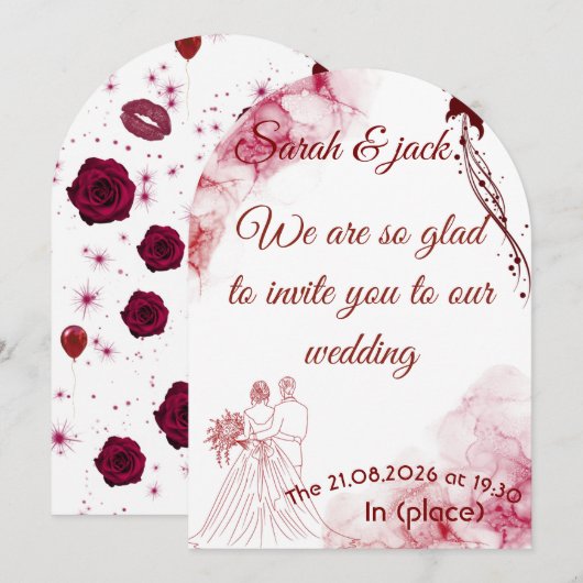 Faire-part de mariage à l'arche florale romantique (Devant / Derrière)