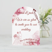 Faire-part de mariage à l'arche florale romantique (Debout devant)