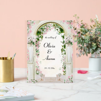 Faire-part de mariage à l'arche florale romantique