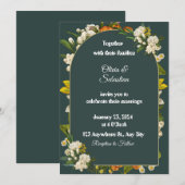 Faire-part de mariage à l'arche florale vert foncé (Devant / Derrière)