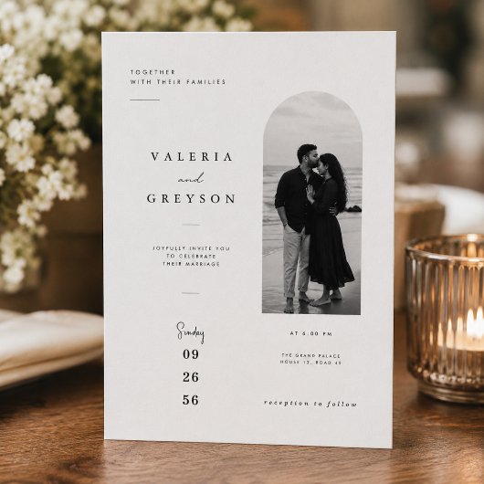 Faire-part de mariage à l'arche romantique moderne