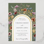 Faire-part de mariage à l'arche verte avec feuille (Recto)