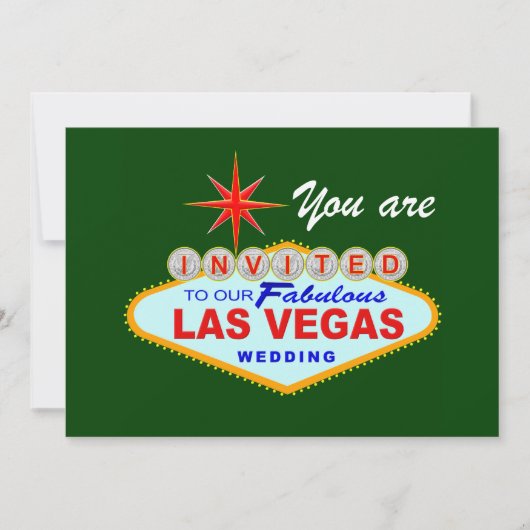 Faire-part de mariage à Las Vegas VERT (Devant)