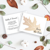 Faire-part de mariage à l'automne avec feuille de 