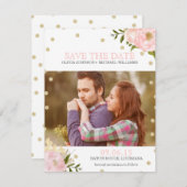 Faire-part de mariage à l'avance avec des pivoines (Devant / Derrière)