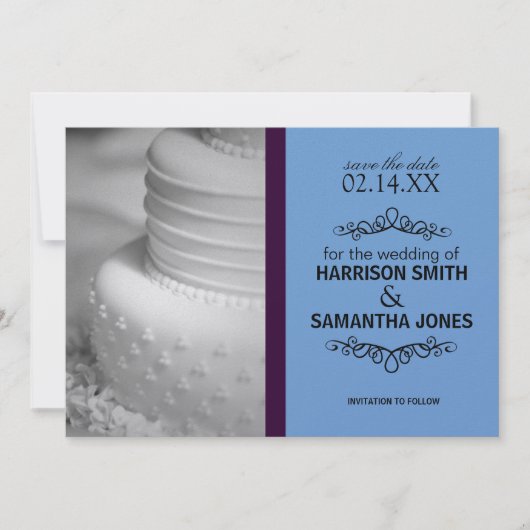 Faire-part de mariage à l'avance Purple & Blue (Devant)