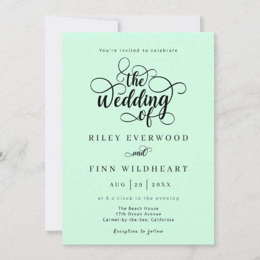 Faire-part de mariage à l'écriture calligraphique (Devant)