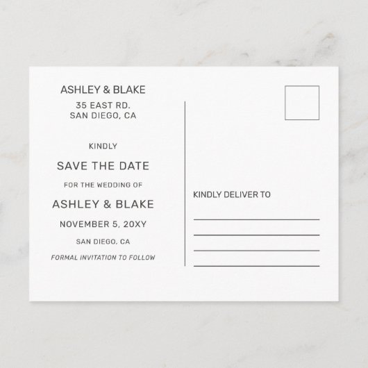 Faire-part de mariage à l'écriture calligraphique  (Dos)