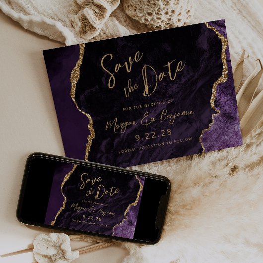 Faire-part de mariage à l'écriture d'agate violett