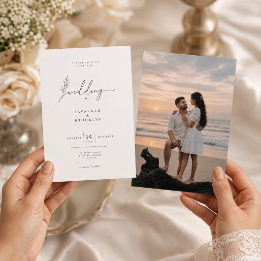 Faire-part de mariage à l'écriture élégante avec p
