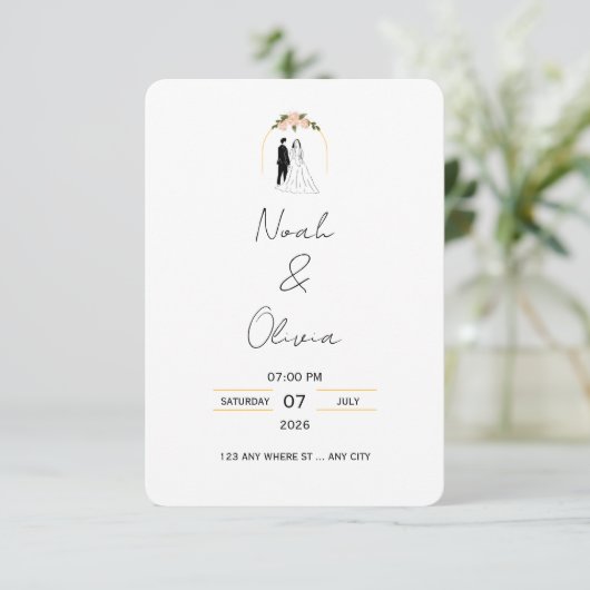 Faire-part de mariage à l'écriture élégante minima (Debout devant)