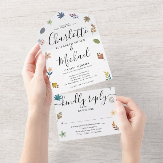 Faire-part de mariage à l'écriture moderne florale (Déchirure)