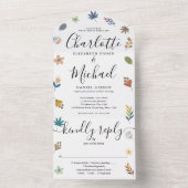 Faire-part de mariage à l'écriture moderne florale (À l'intérieur)