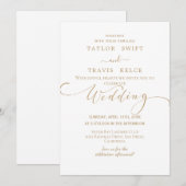 Faire-part de mariage à l'écriture rustique or (Devant / Derrière)