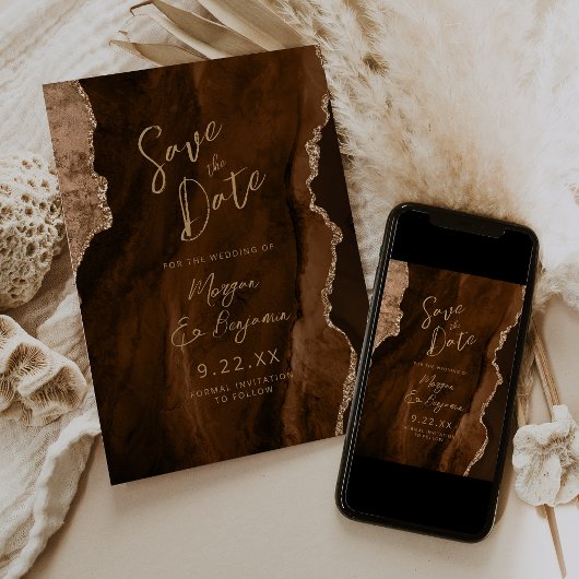Faire-part de mariage à l'écriture Script Agate Br