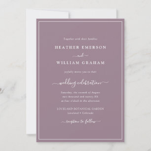 Faire-part de mariage à l'écriture violette