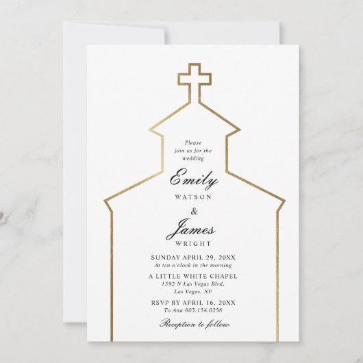 Faire-part de mariage à l'église Croix dorée (Devant)