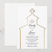 Faire-part de mariage à l'église Croix dorée (Devant / Derrière)