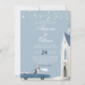 Faire-part de mariage à l'église thème bleu (Devant)