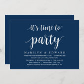 Faire-part de mariage à l'élopement de style bleu (Devant / Derrière)