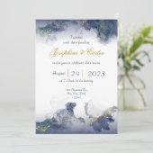 Faire-part de mariage à l'encre minuit et or (Debout devant)