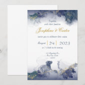 Faire-part de mariage à l'encre minuit et or (Devant / Derrière)