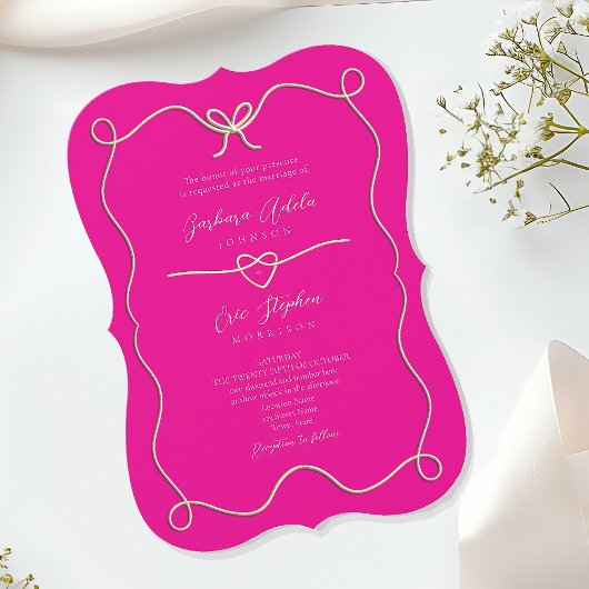 Faire-part de mariage à l'étrier rose vif