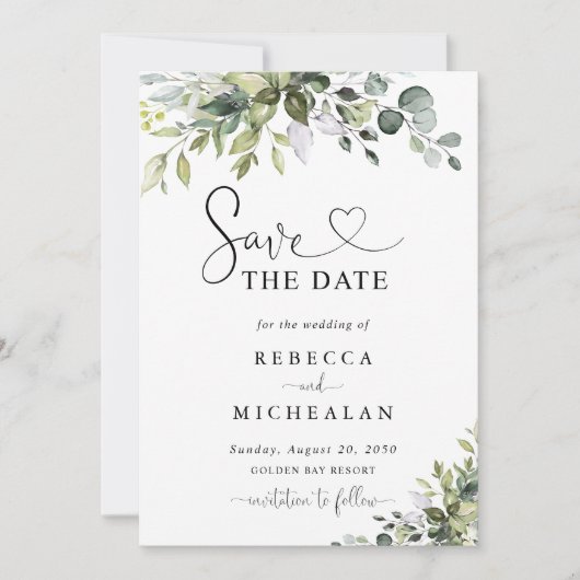 Faire-part de mariage à l'eucalyptus (Devant)