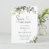 Faire-part de mariage à l'eucalyptus (Debout devant)