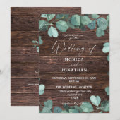 Faire-part de mariage à l'eucalyptus et à la verdu (Devant / Derrière)