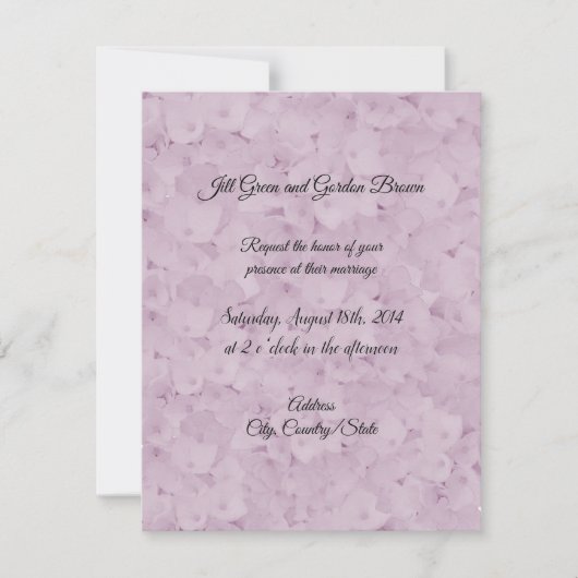 Faire-part de mariage à l'hydrangea rose blush mon (Devant)