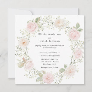 Faire-part de mariage à l'oeillet et aux roses ros
