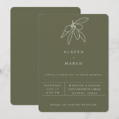 Faire-part de mariage à l'olive toscane rustique (Devant / Derrière)