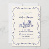 Faire-part de mariage à main bleue (Devant)