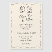 Faire-part de mariage à main lunaire / Doodle (Devant)