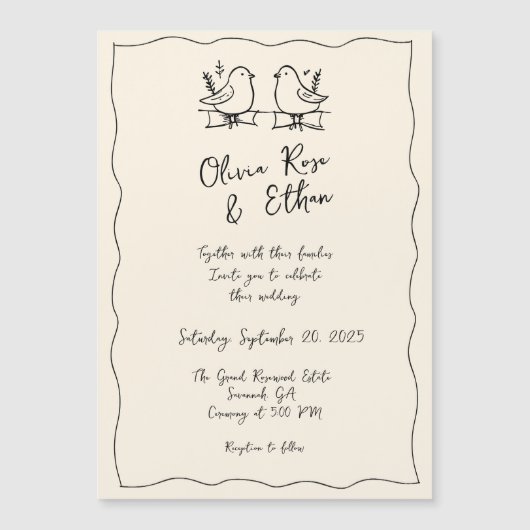 Faire-part de mariage à main lunaire / Doodle (Devant)