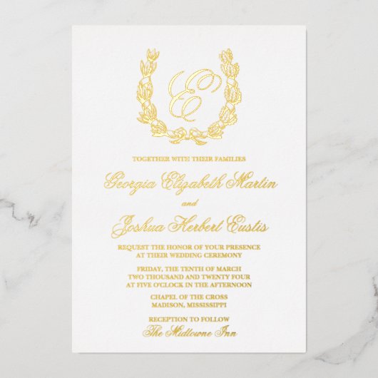 Faire-part de mariage à monogramme (Recto)