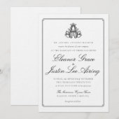 Faire-part de mariage à monogramme "A" noir (Devant / Derrière)