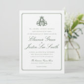Faire-part de mariage à monogramme "A" vert foncé (Debout devant)