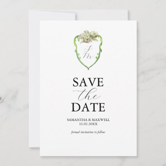Faire-part de mariage à monogramme aux hortensias  (Devant)