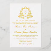 Faire-part de mariage à monogramme avec blason flo (Recto)